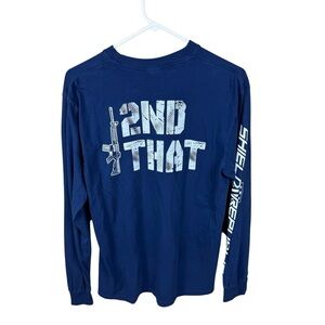 Shield Republic “2ND That” Navy Long Sleeve Graphic Tee Size M Patriotic Shirt